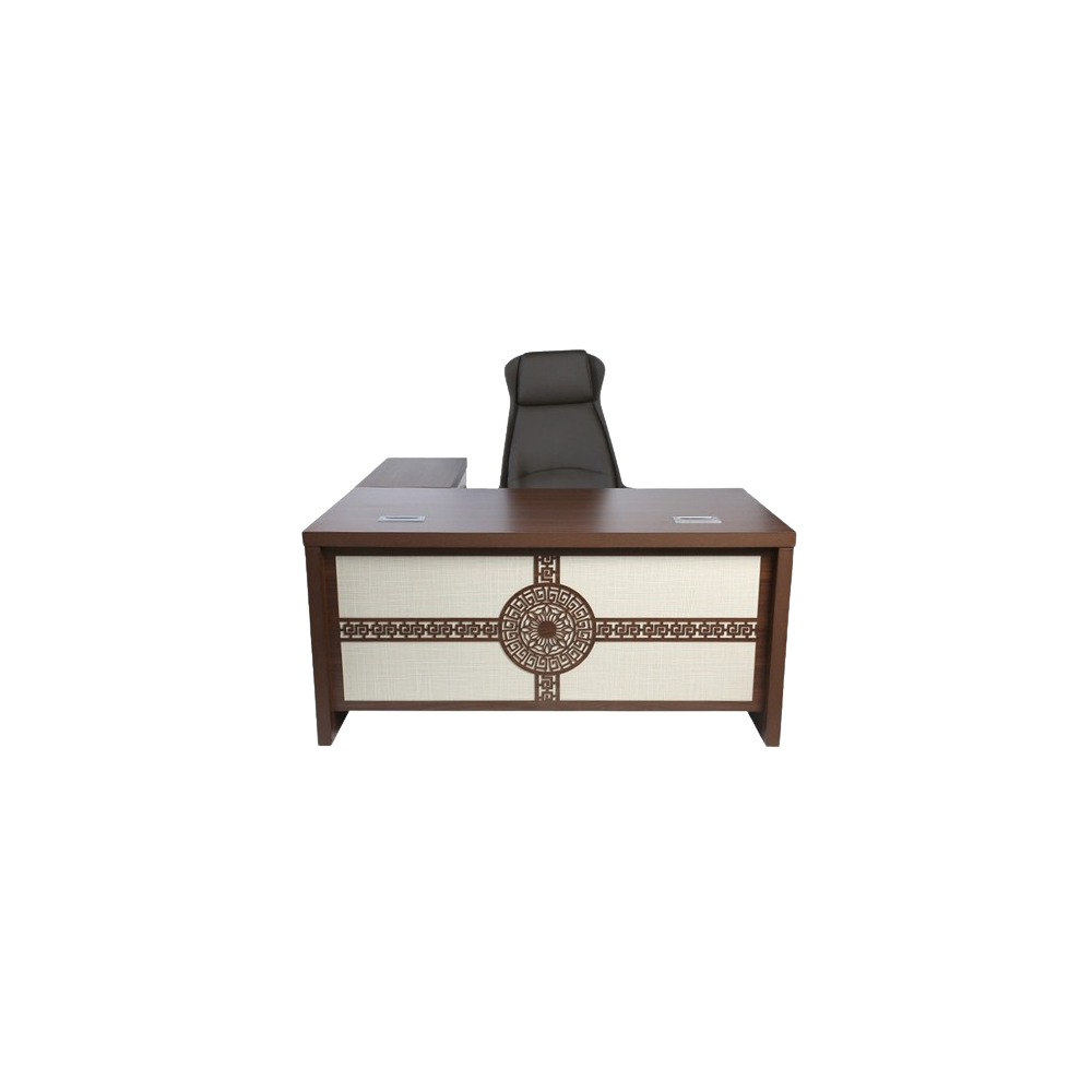 Bureau exécutif moderne fleur exquise sculpture en forme de L président Mod W9