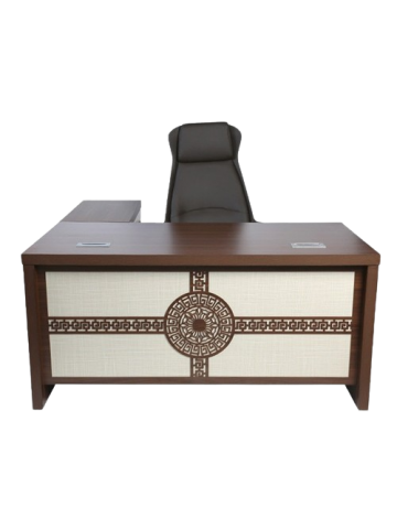 Bureau exécutif moderne fleur exquise sculpture en forme de L président Mod W9